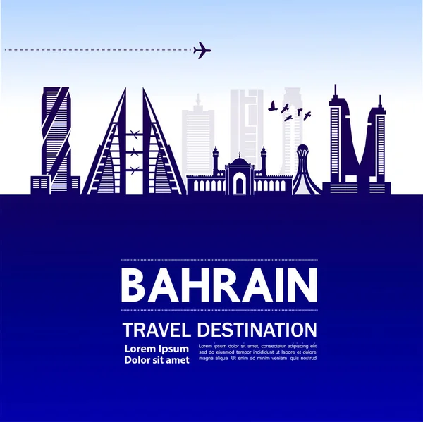 Bahréin Viaje Destino Vector Ilustración — Archivo Imágenes Vectoriales