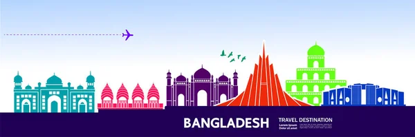 Bangladesh Viaje Destino Vector Ilustración — Archivo Imágenes Vectoriales