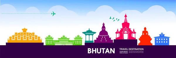 Bhutan Reiseziel Vektor Illustration — Stockvektor