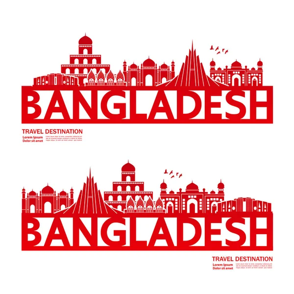 孟加拉国旅行目的地向量例证 — 图库矢量图片