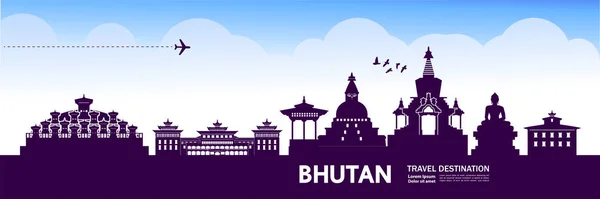 Bhután Utazási Cél Vektoros Illusztráció — Stock Vector