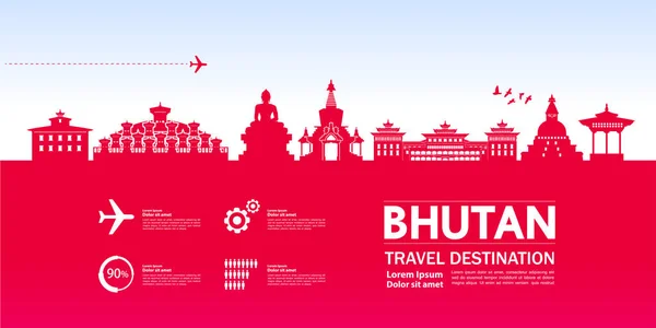 Bhutan Reizen Bestemming Vectorillustratie — Stockvector