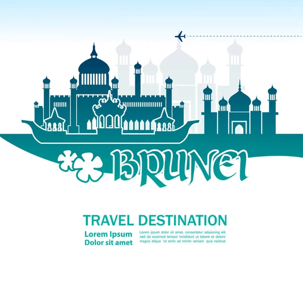 Brunei Viaje Destino Vector Ilustración — Vector de stock