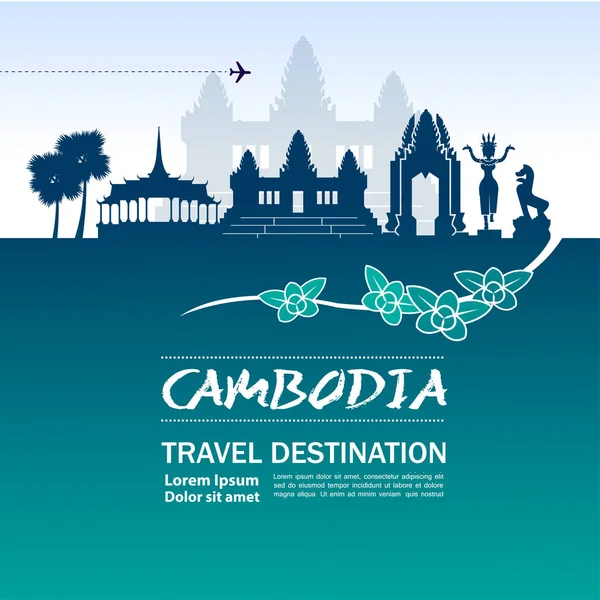 カンボジア旅行先ベクトル イラスト — ストックベクタ