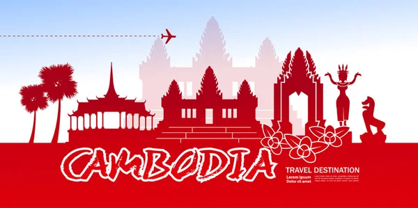 Camboya Viaje Destino Vector Ilustración — Vector de stock