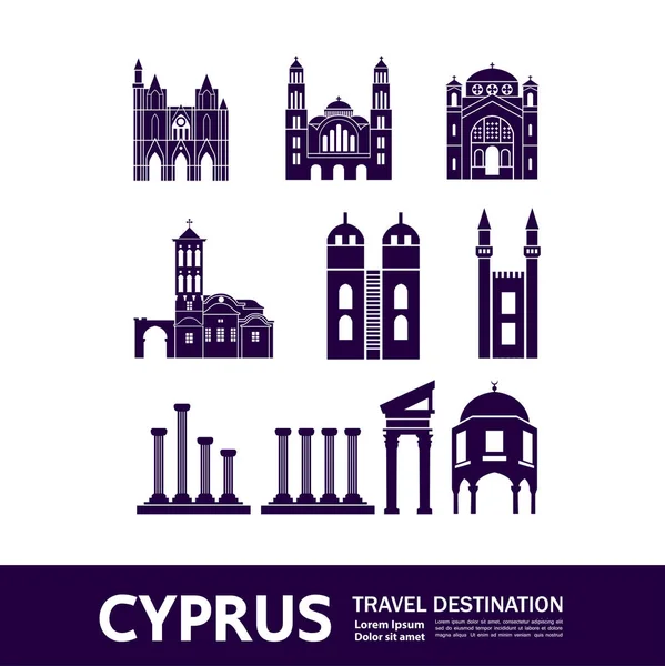 Cyprus Viagem Destino Vetor Ilustração —  Vetores de Stock