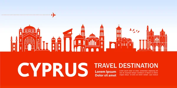 Cyprus Viagem Destino Vetor Ilustração — Vetor de Stock