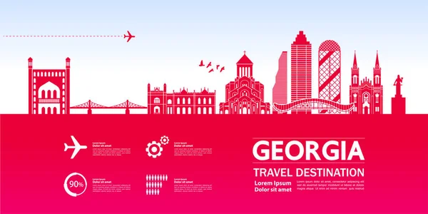 Georgien Resa Destination Vektorillustration — Stock vektor