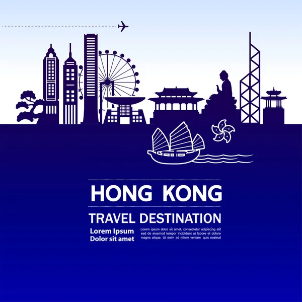 Hong Kong Reizen Bestemming Vectorillustratie — Stockvector