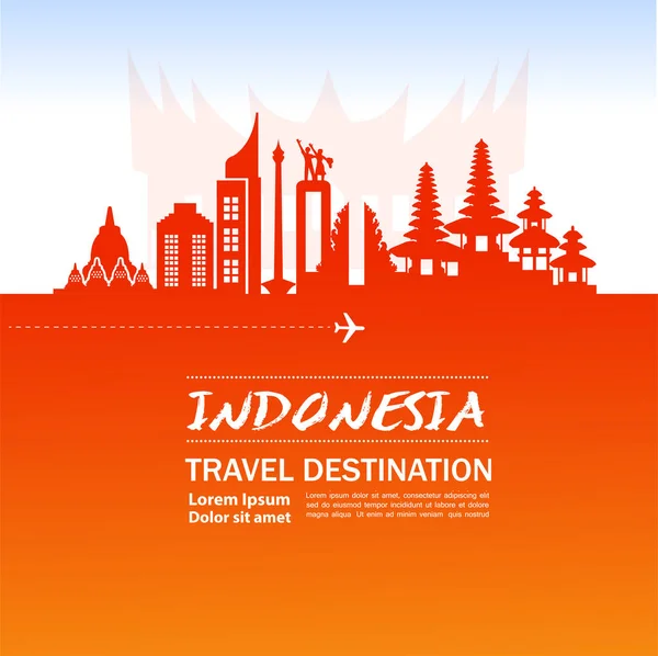 Indonésie Illustration Vectorielle Destination Voyage — Image vectorielle