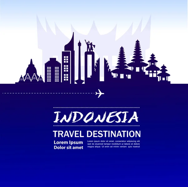 印度尼西亚旅游目的地矢量说明 — 图库矢量图片
