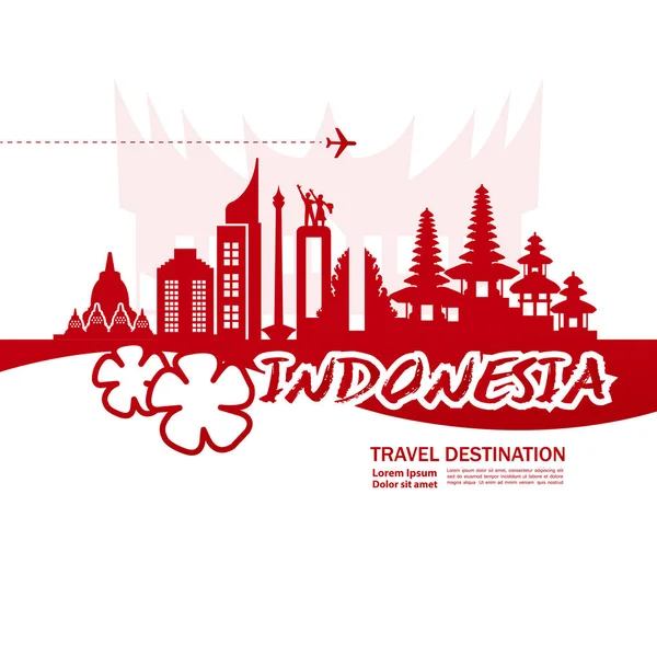 Indonesia Viaje Destino Vector Ilustración — Vector de stock