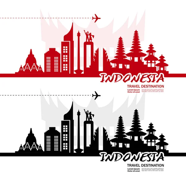 Indonesia Viaje Destino Vector Ilustración — Vector de stock