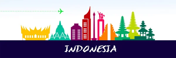 Indonesien Travel Destination Vektorillustration — Stock vektor