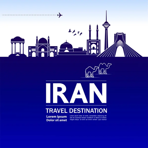 Irán Viaje Destino Vector Ilustración — Archivo Imágenes Vectoriales