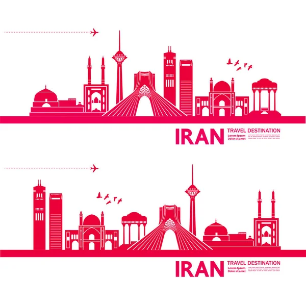 Irán Viaje Destino Vector Ilustración — Vector de stock