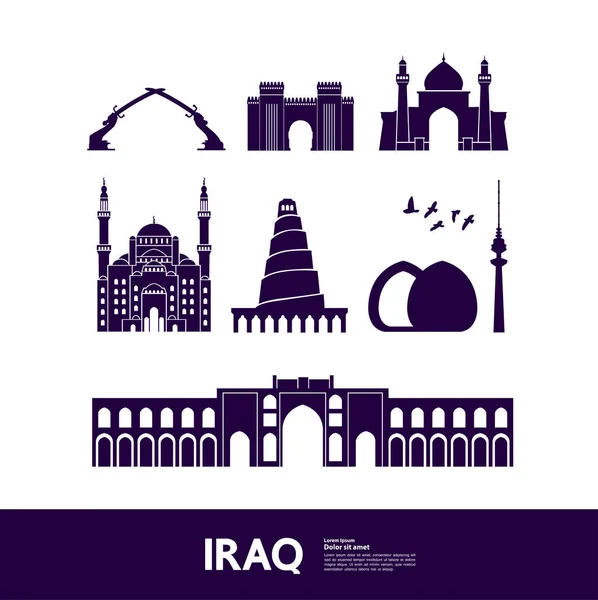 Iraq Viaje Destino Vector Ilustración — Vector de stock