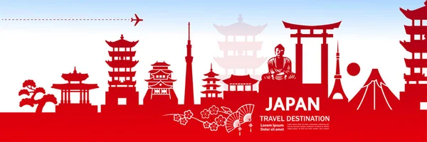 Japan Travel Destination Vektorillustration — Stock vektor