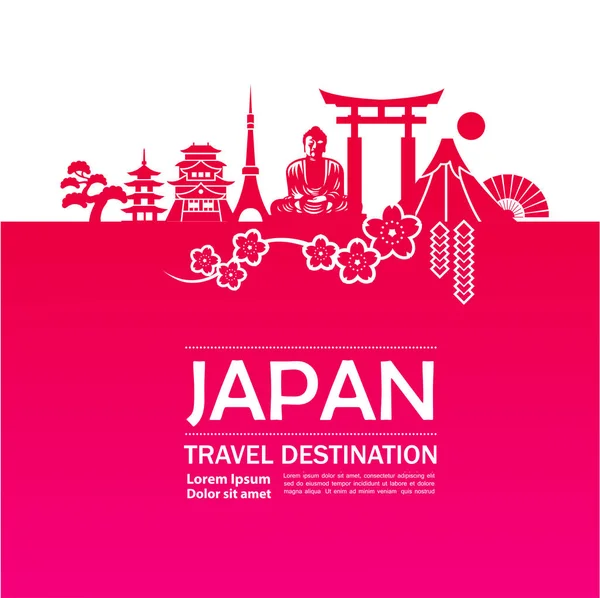 Japão Viagem Destino Vetor Ilustração —  Vetores de Stock