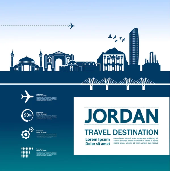 Jordania Viaje Destino Vector Ilustración — Vector de stock