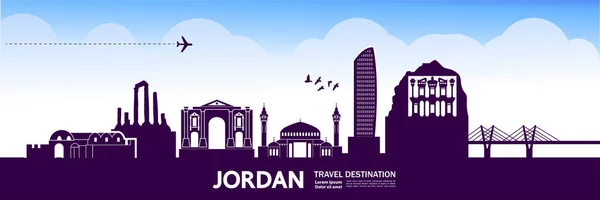 Jordánia Utazás Rendeltetési Vektoros Illusztráció — Stock Vector