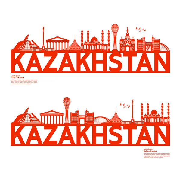 Kazakistan seyahat hedef vektör çizim.