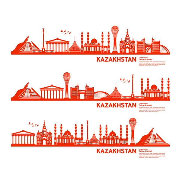 Kazakistan seyahat hedef vektör çizim.