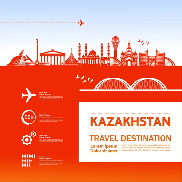 Kazakhstan Travel Destination Vector Illustration — Stock Vector