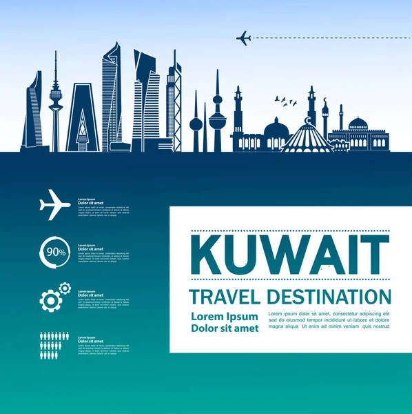 Kuwait Viaje Destino Vector Ilustración — Vector de stock