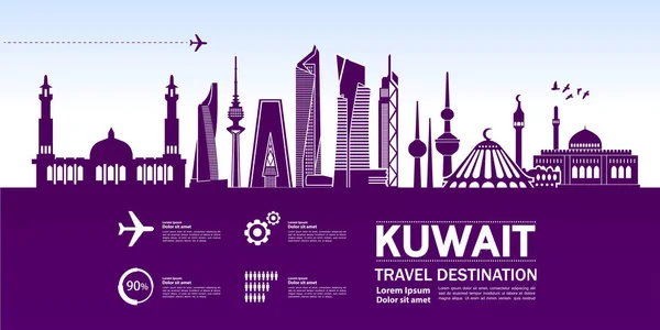 Kuwait Viaje Destino Vector Ilustración — Vector de stock