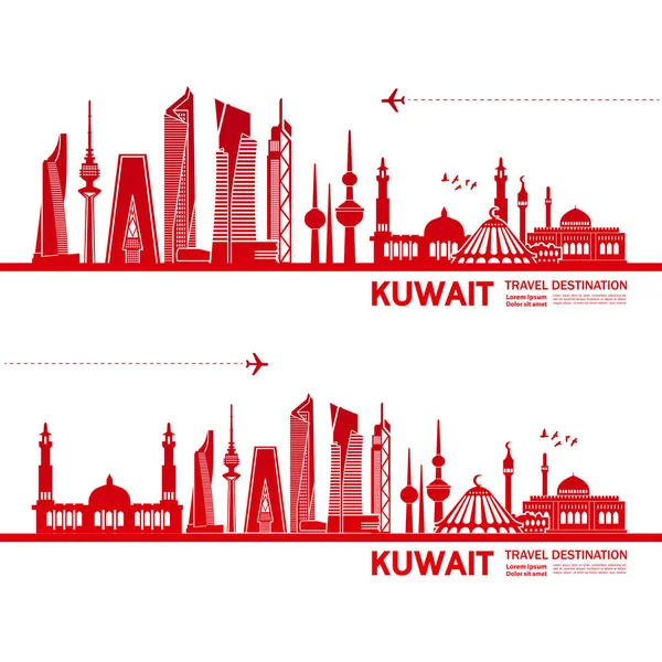 Kuwait Viaggi Destinazione Vettoriale Illustrazione — Vettoriale Stock