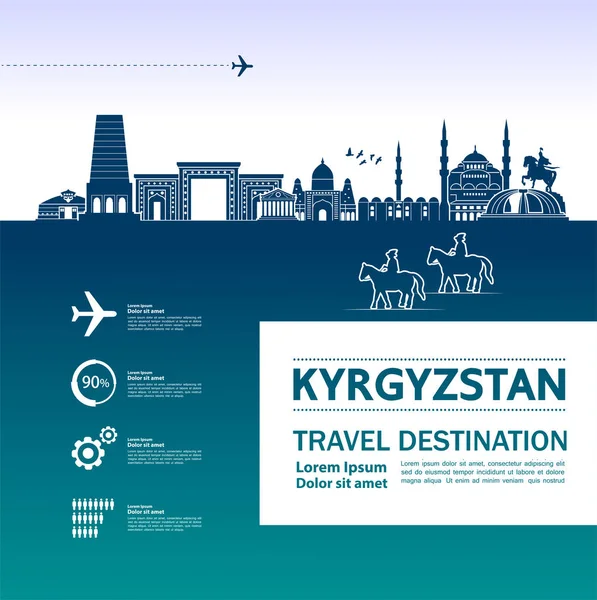 Kyrgyzstan Travel Destination Vector Illustration — Stock Vector