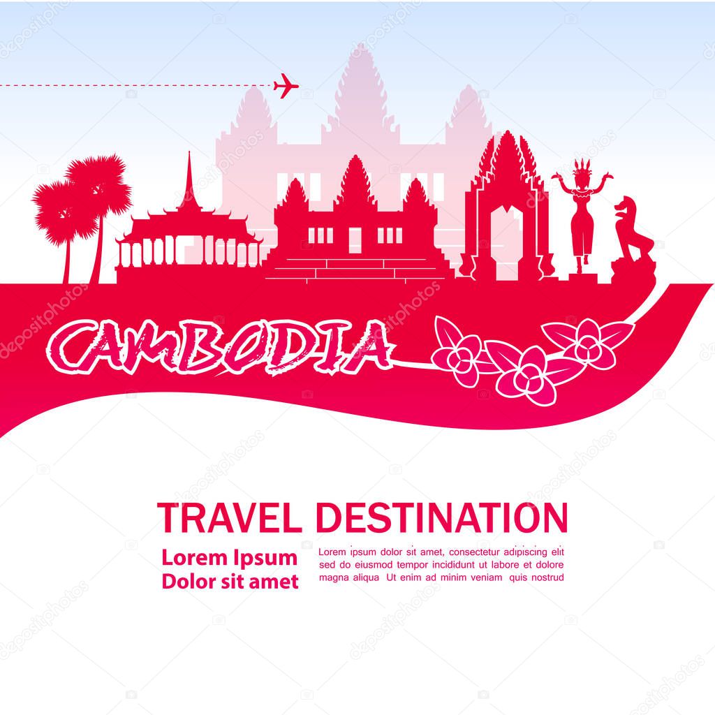 Cambodia travel destination vector illustration.