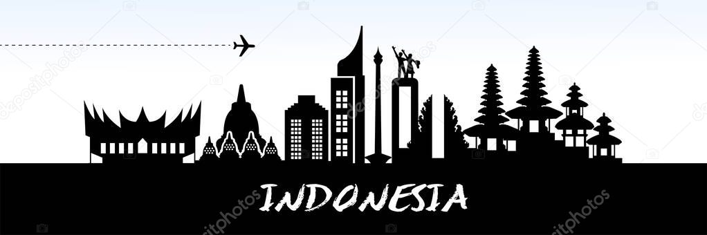 indonesia travel destination vector illustration.