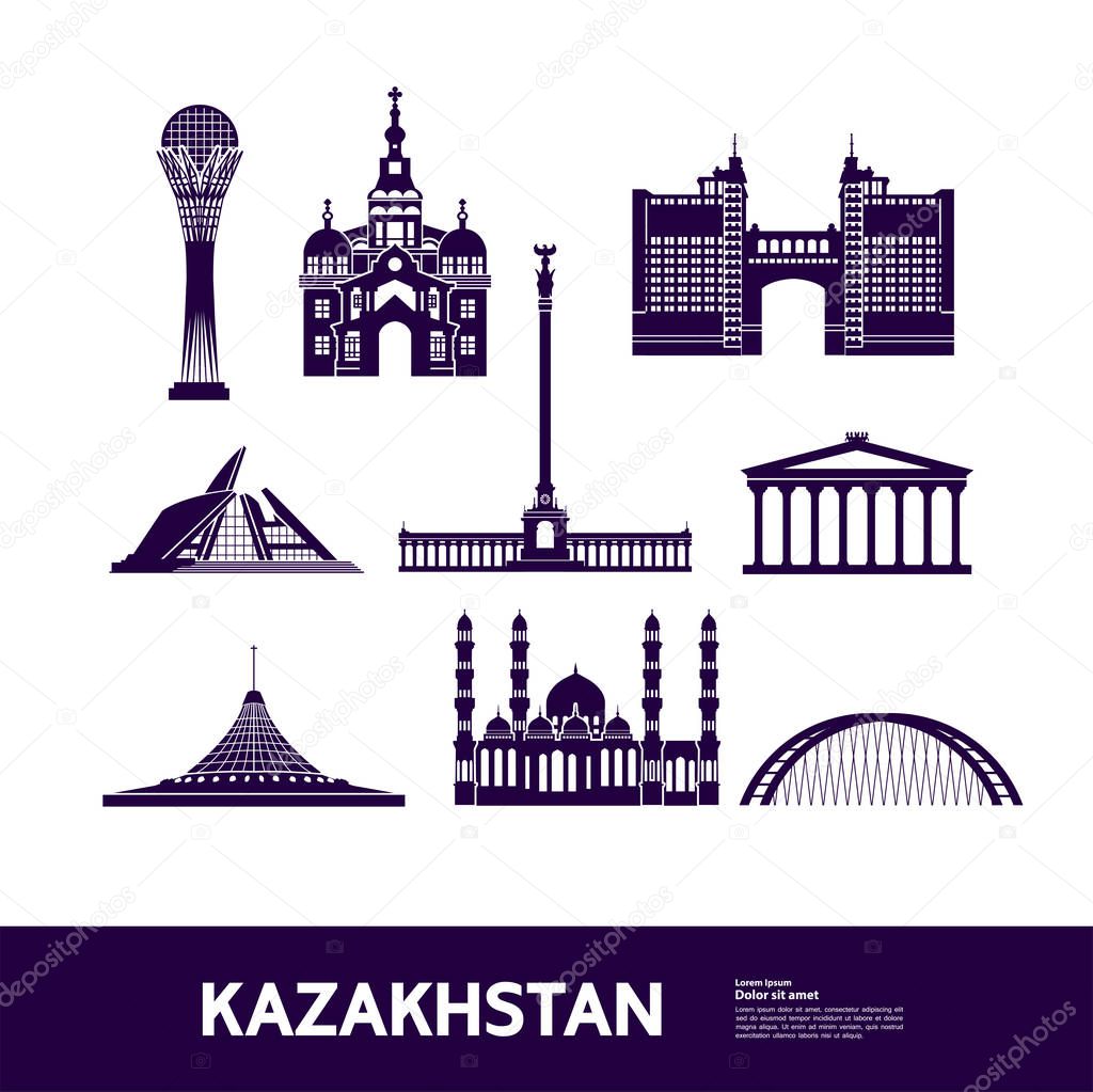 Kazakhstan travel destination vector illustration.