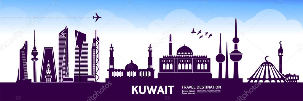 Kuwait travel destination vector illustration.