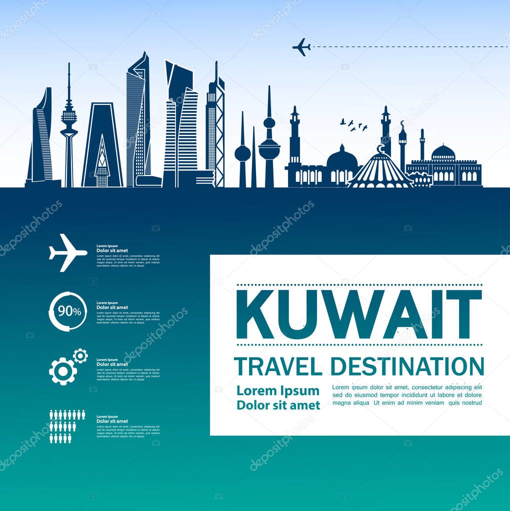 Kuwait travel destination vector illustration.
