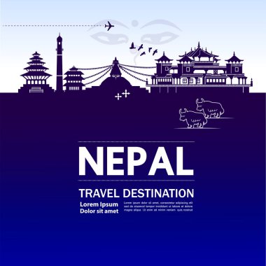Nepal seyahat hedef vektör çizim.