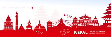 Nepal seyahat hedef vektör çizim.