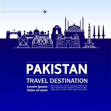 Pakistan seyahat hedef vektör illüstrasyon.