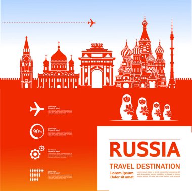 Rusya seyahat hedef vektör çizim.