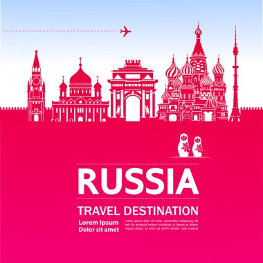Rusya seyahat hedef vektör çizim.