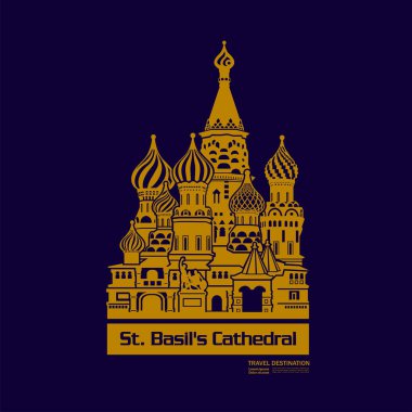 St. Basil Katedrali seyahat hedef vektör illüstrasyon.