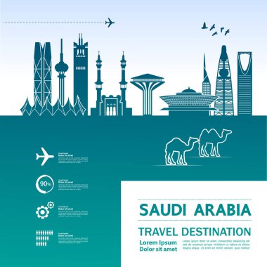 Suudi Arabistan seyahat hedef vektör illüstrasyon.