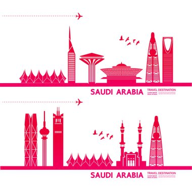 Suudi Arabistan seyahat hedef vektör illüstrasyon.