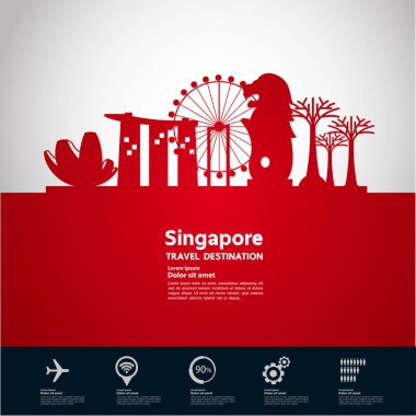 Singapur seyahat hedef vektör çizim.