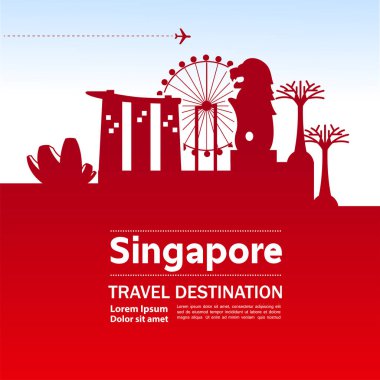 Singapur seyahat hedef vektör çizim.