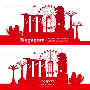 Singapur seyahat hedef vektör çizim.