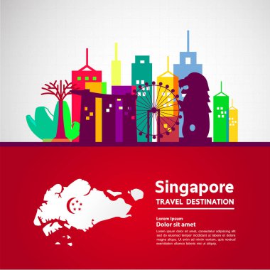 Singapur seyahat hedef vektör çizim.