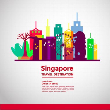 Singapur seyahat hedef vektör çizim.